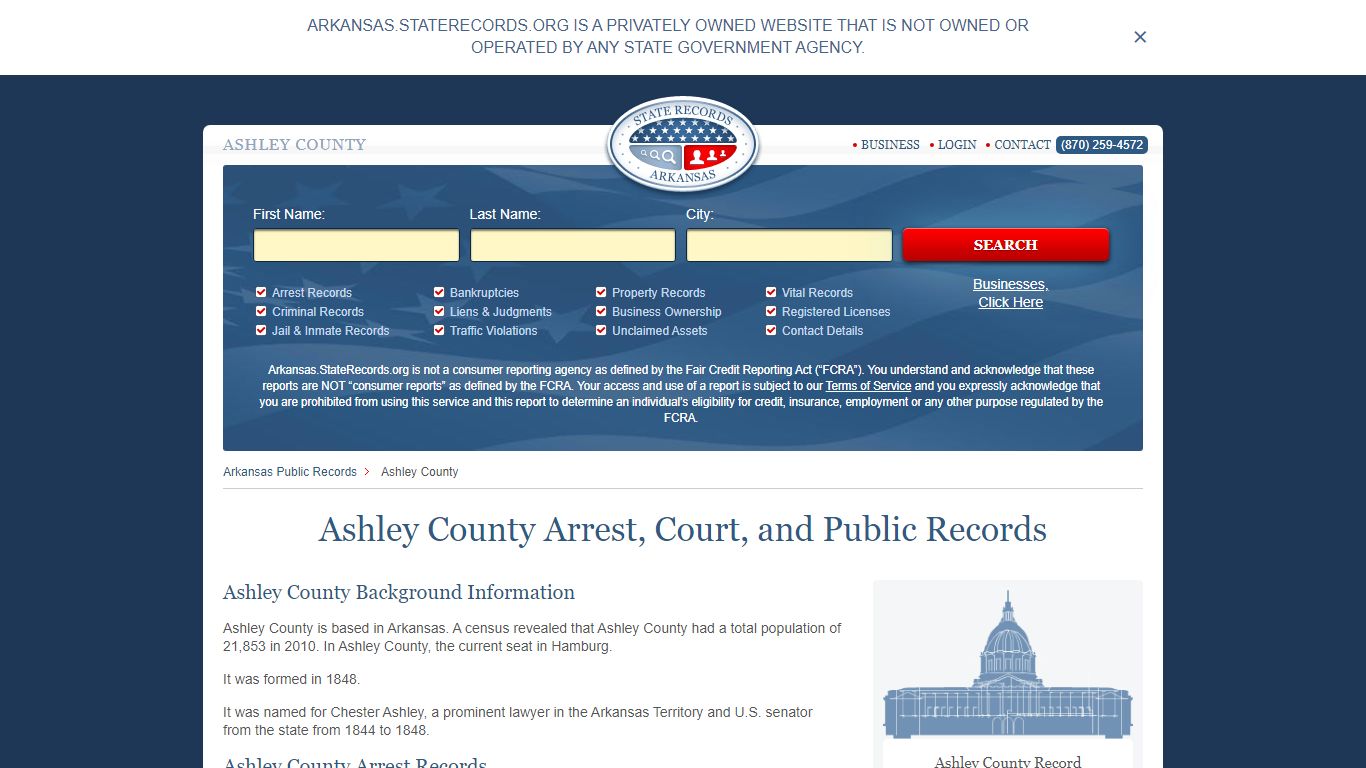 Ashley County Arrest, Court, and Public Records