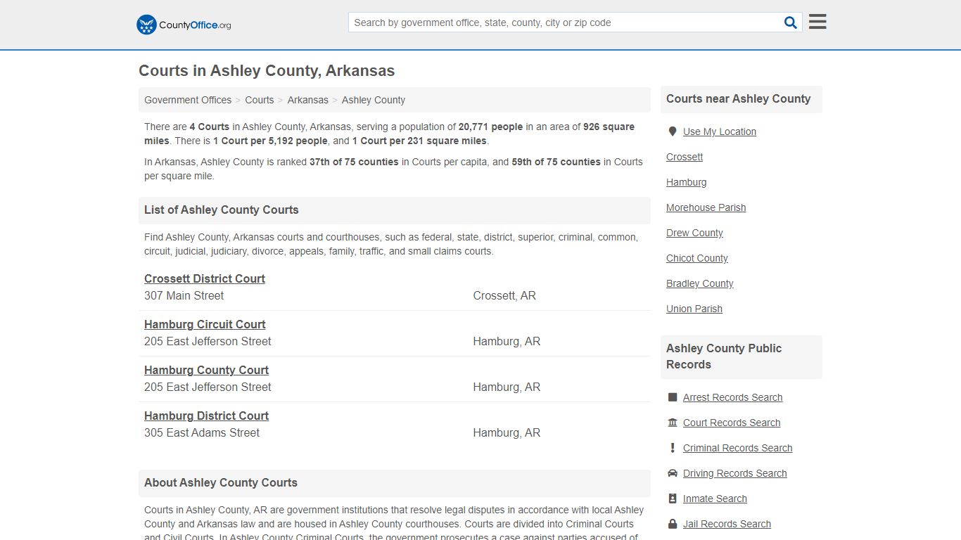 Courts - Ashley County, AR (Court Records & Calendars)